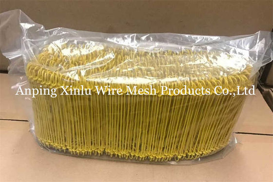 黄色いプラスチックダブルループタイワイヤ 380mpa 16GA SAE1008 PVCコーティングレバーツインループ結合ワイヤ